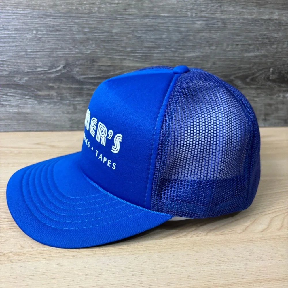 Vintage Peemers Hat Cap Snapback Blue‎ Foam Trucker Compact Discs Tapes